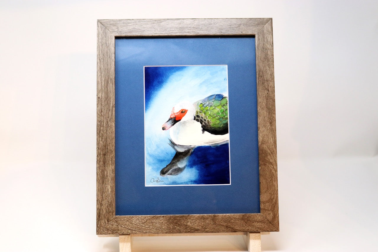 Amanda Bolduc - Duck on Blue Watercolor & Gouache