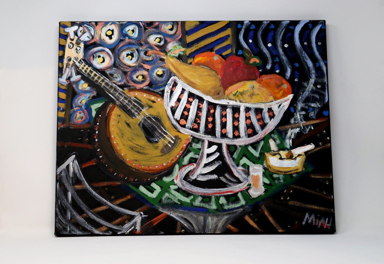 MIAH Nate Johnson - "Mandolin, Shot Glass & Cigarette" - 20" x 16"