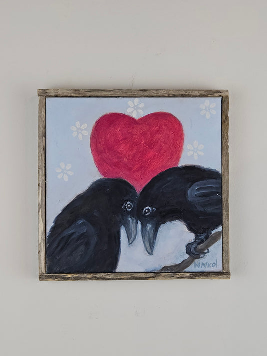 Nancy Nicol - Love Birds - 8"x8" Oil Painting