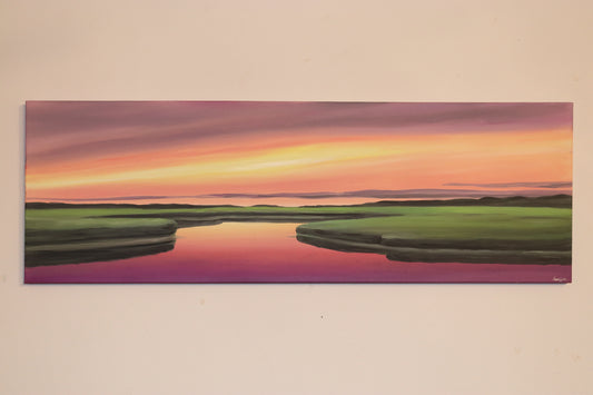 Sam Lee - "Sesuit Harbor Marsh" - 12x36 Oil Painting