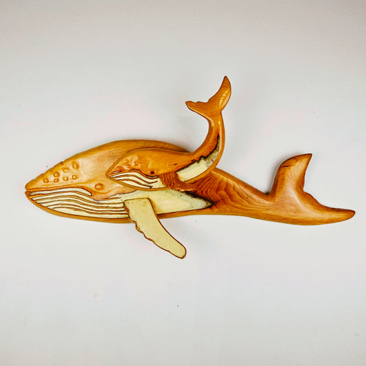 Andy Koch - Large Humpback Whale and Calf - Reclaimed Wood Carving