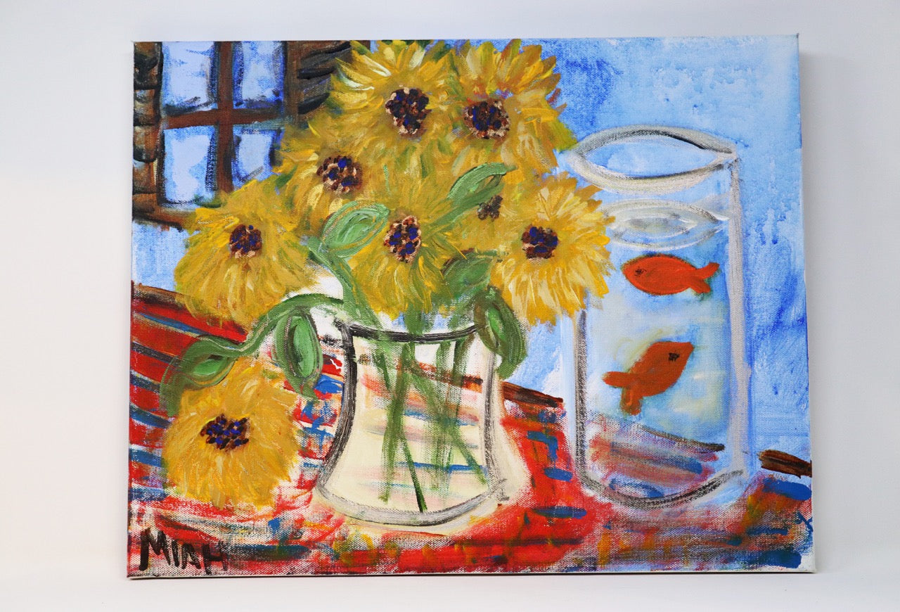 MIAH Nate Johnson - "Sunflower and Goldfish" 20"x16"