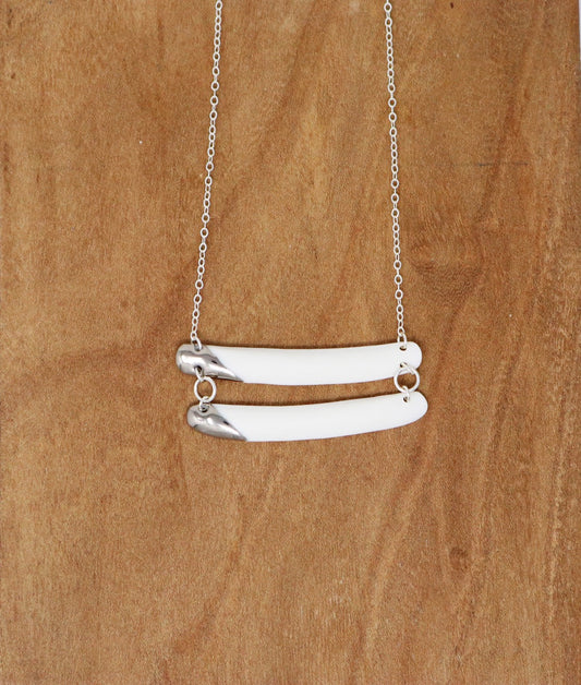 Katy Taylor Studio - Razor Clam Necklace 2" SS Twin -KT131